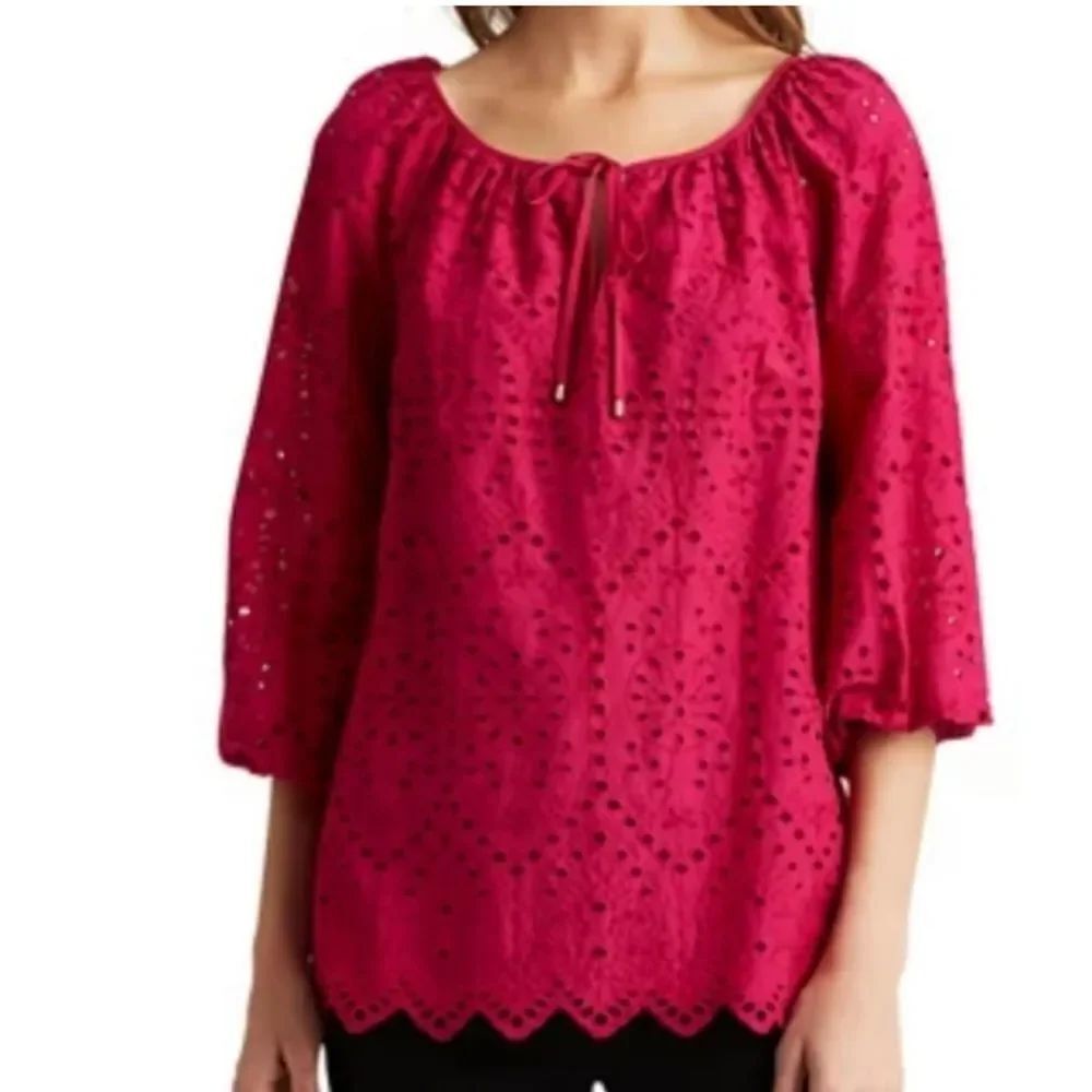 Lauren Ralph Lauren Eyelet 3/4 Blouse
OO23